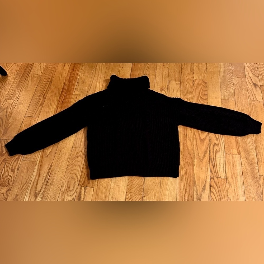 Zesica Chunky Black Cable Knit Turtleneck Sweater Size Medium Oversized Fall